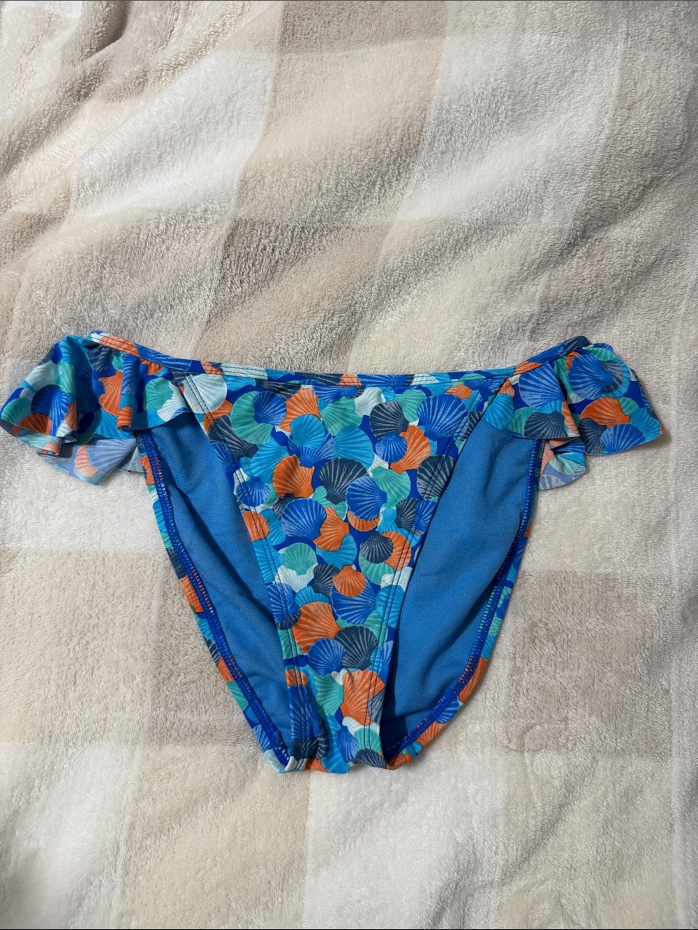 Decree Blue Multicolor Shell-Print Bikini Bottoms